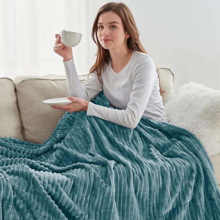 Nestl Nestl Cut Plush Cozy Throw Blanket - Fuzzy Warm Fleece Bed Blankets - Throws for Sofa, Bed, and Couch