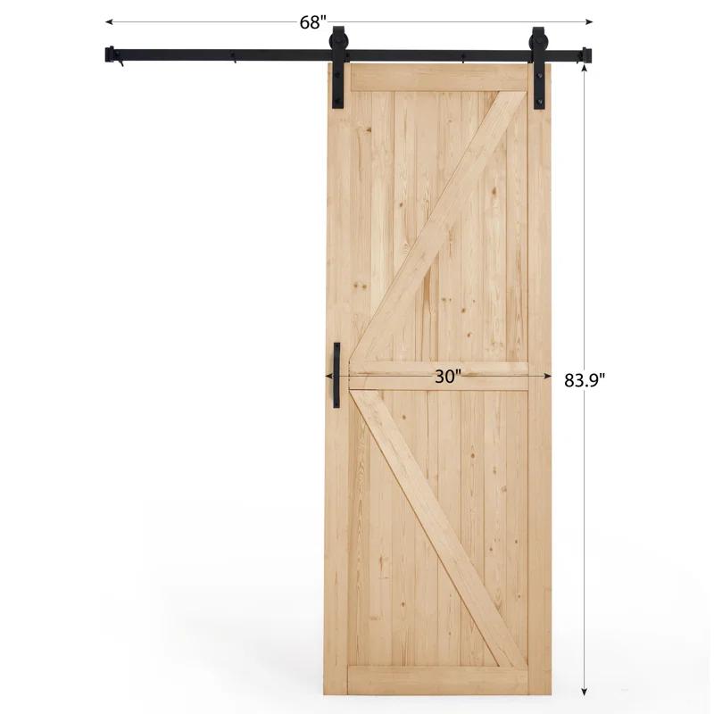 EROMMY Erommy  Paneled Solid Wood Unfinished Sliding Barn Door With Installation Hardware Kit, Smoothly And Quietly K-Frame Diy Barn Doors For Interior Rooms & Storage Closet