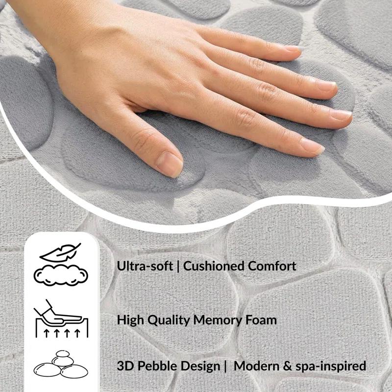 Evideco Contour Bath Rug Memory Foam Mat 3D Pebble 20”L x 20”W
