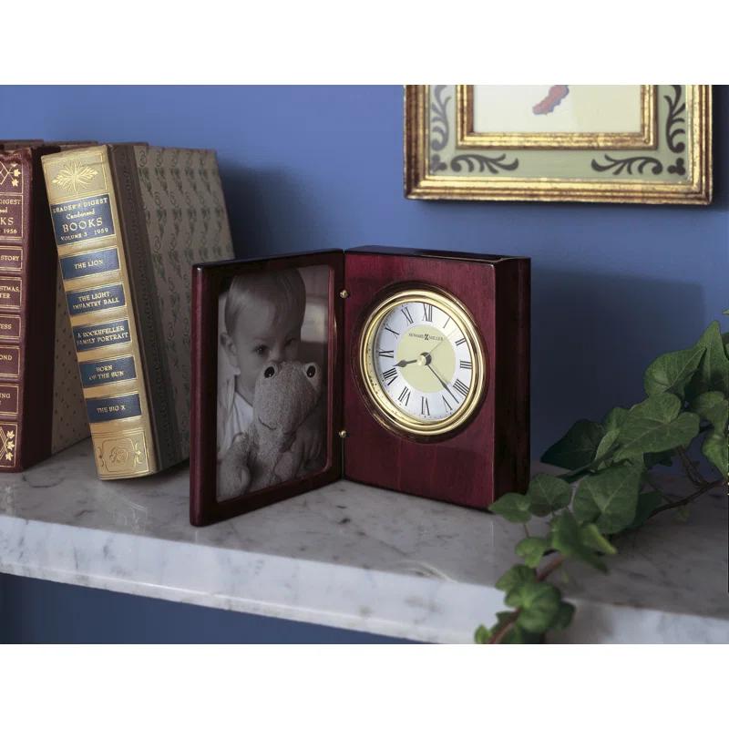 Howard Miller® Portrait Traditional Roman Numeral Quartz Movement / Crystal Tabletop Clock in Rosewood Hall/Polished Brass