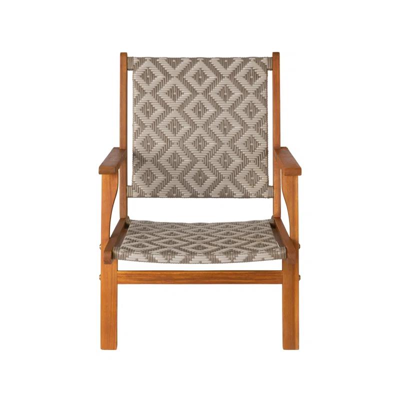 Balkene Home Patio Sense Vega Natural Stain Chair ,Acacia Wood Construction ,Woven Web Seat- Navy Blue Cording