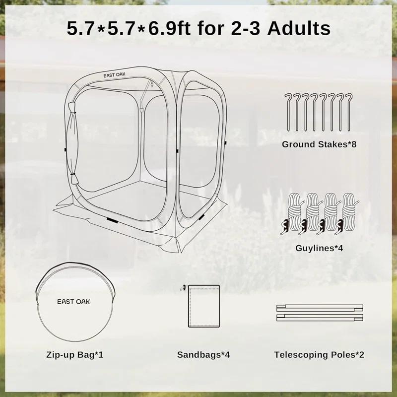 EAST OAK EAST OAK Screen House Tent Pop-Up 6 x 6 FT