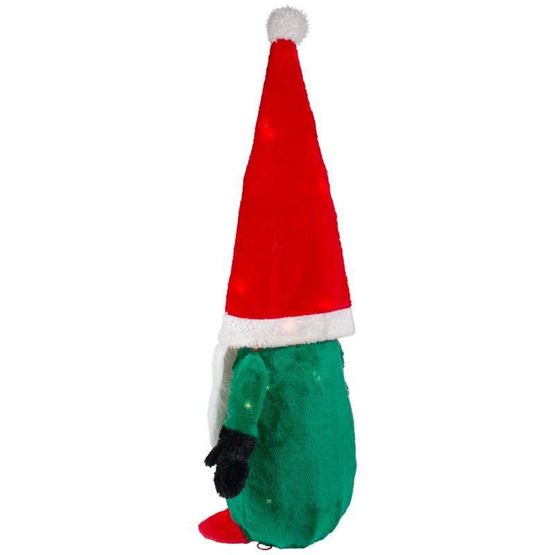 Lighted Red and Green Christmas Gnome Yard Decoration 35-inch