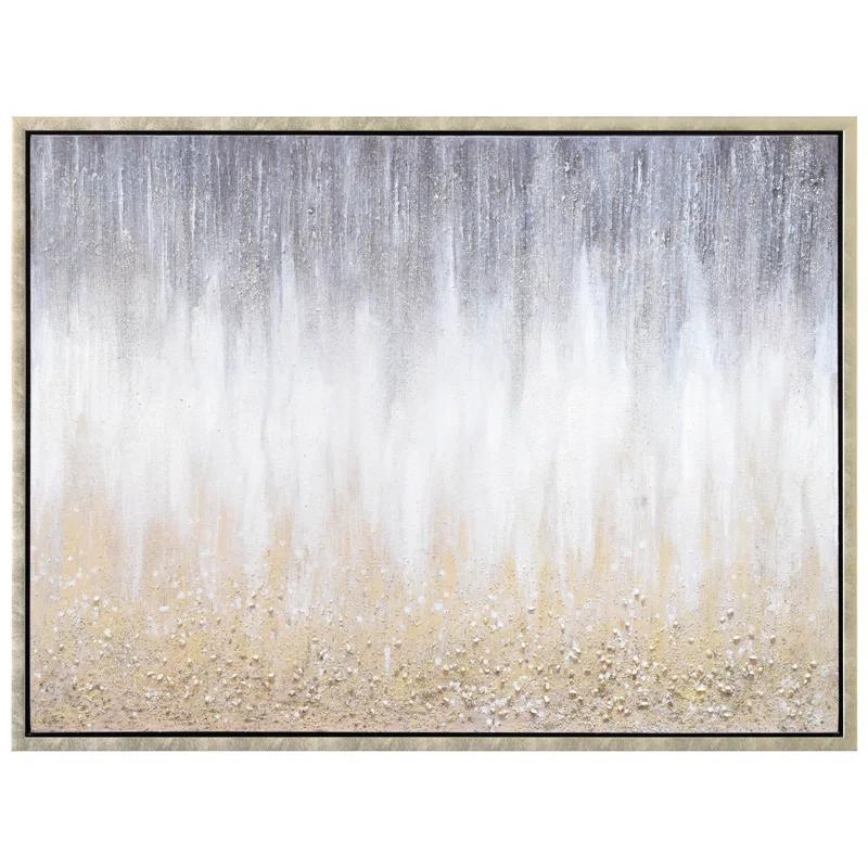 Empire Art Direct Golden Cascade Textured Glitter Hand Painted Framed Canvas Wall Art