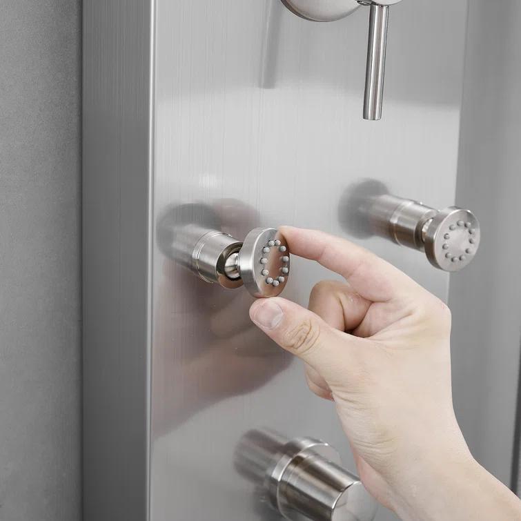 VIBRANTBATH 8-Jet Rainfall Shower Tower Shower Panel System With Rainfall Waterfall Shower Head And Shower Hand In Brushed Nickel YTP33-N