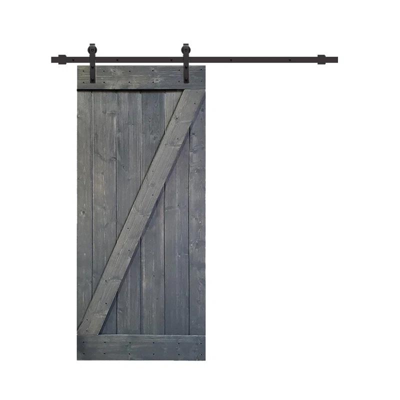 TMS 36'' x 84'' Solid Wood Paneled Painted with Installation Hardware Kit Barn Door