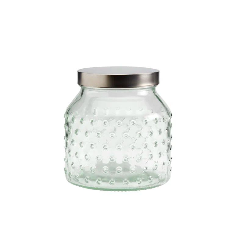 Mason Craft & More Mason Craft & More 3 Piece Hobnail Glass Canister Set with Airtight Stainless Steel Lids