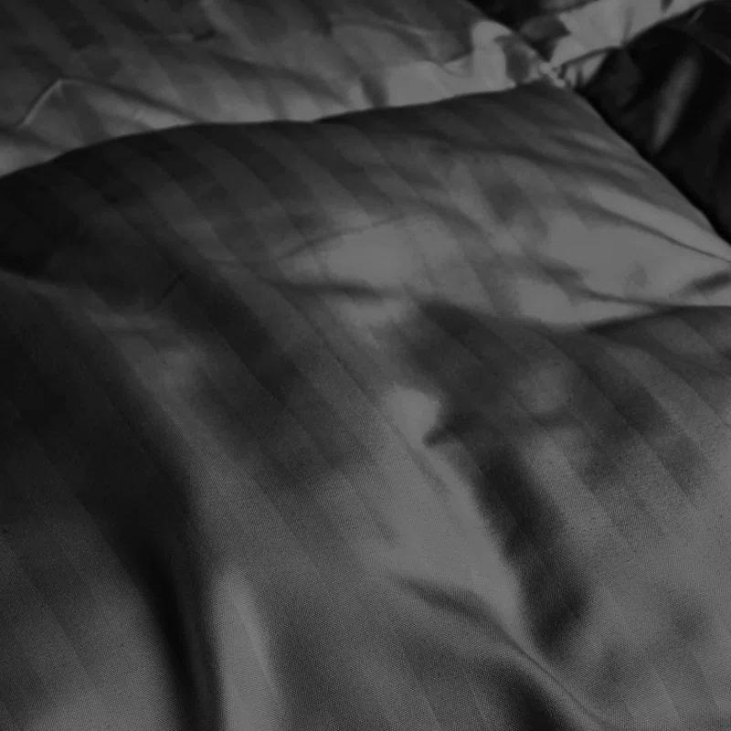 Superior Striped Reversible Box-Quilt Brushed Microfiber Medium Weight Down Alternative Comforter