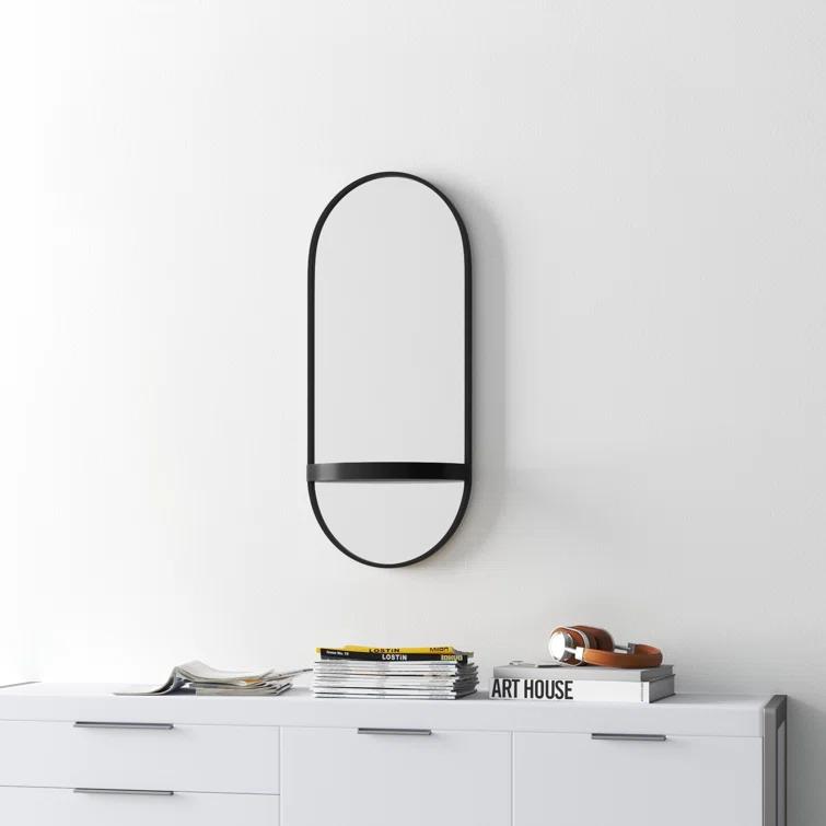Lumi Metal Flat Mirror with Shelves