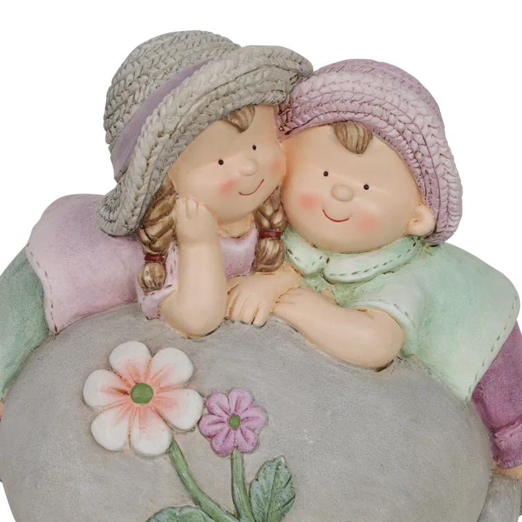 Alpine 11"H Children Leaning on Stone Garden Statue