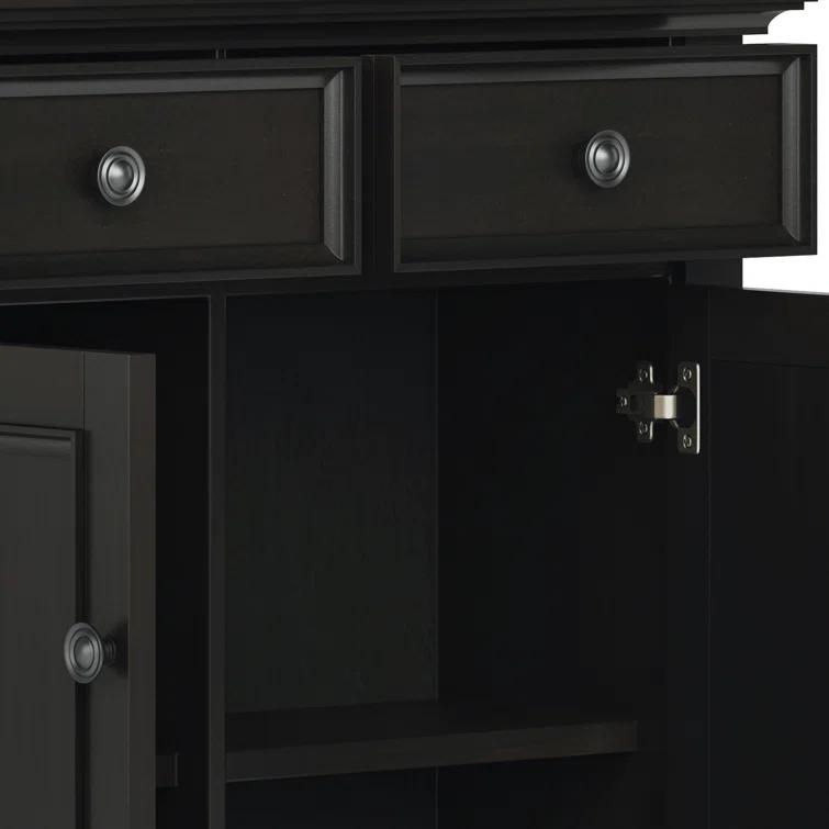 Simpli Home Amherst 36"W Solid Wood 2-Shelf Entryway Storage Cabinet with 2 Drawers and Adjustable Shelves