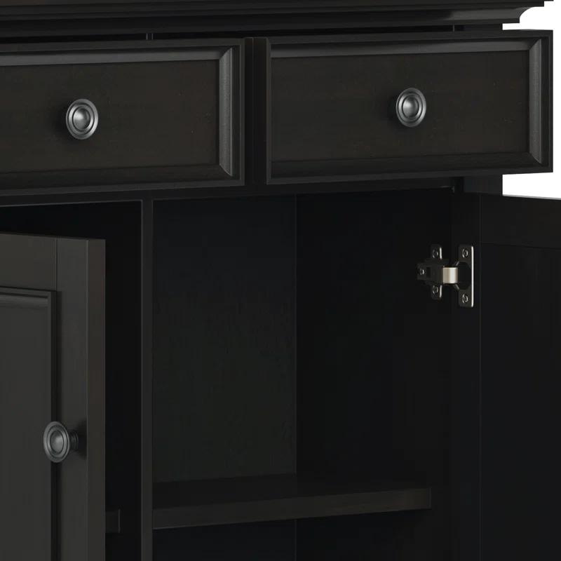 Simpli Home Amherst 36"W Solid Wood 2-Shelf Entryway Storage Cabinet with 2 Drawers and Adjustable Shelves