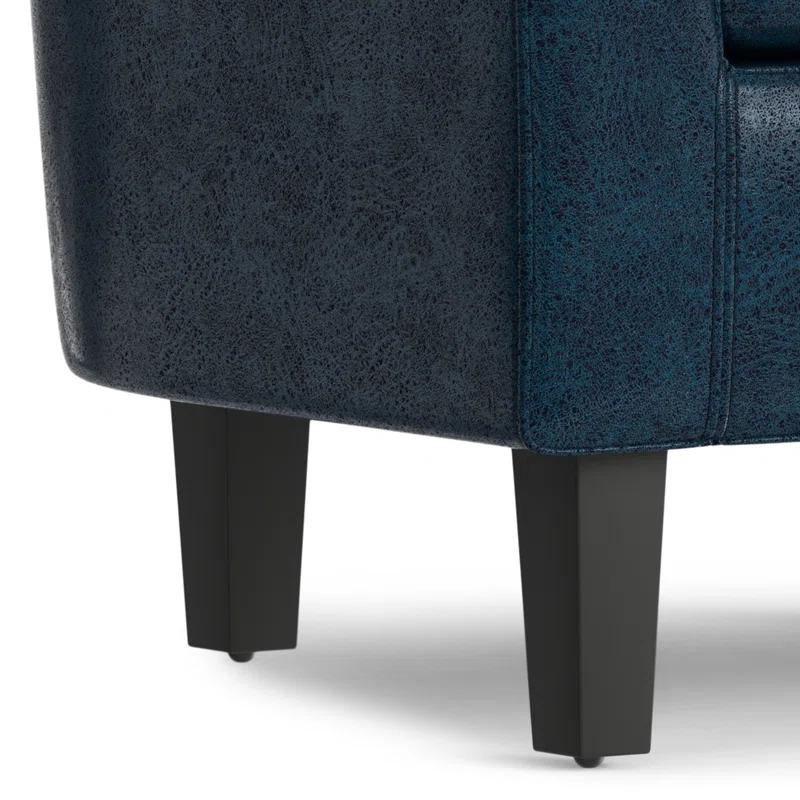 Simpli Home Austin 30"W Upholstered Vegan Faux Leather Contemporary Tub Accent Chair with High Arms and Deep Seat