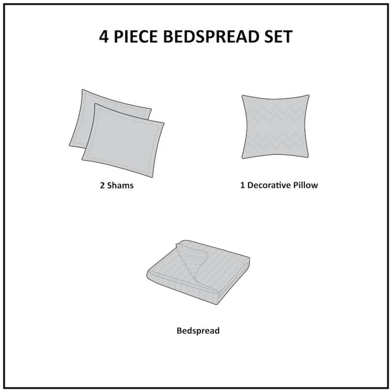 Madison Park Breanna Cotton Modern & Contemporary 4 Piece Quilt Set