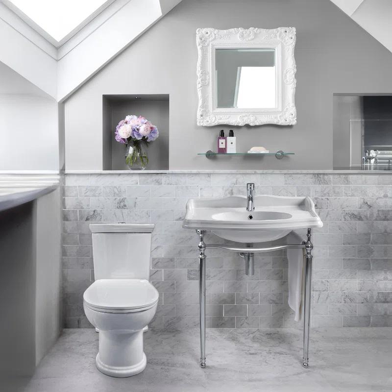 Whitehaus Collection B-AR864-ARCG1 Whitehaus Collection 35" Large Rectangular Wall Mount Console Sink With Front Towel Bar