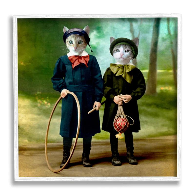 Stupell Industries " Cats Wearing Classic Clothing Vintage Style Portrait "