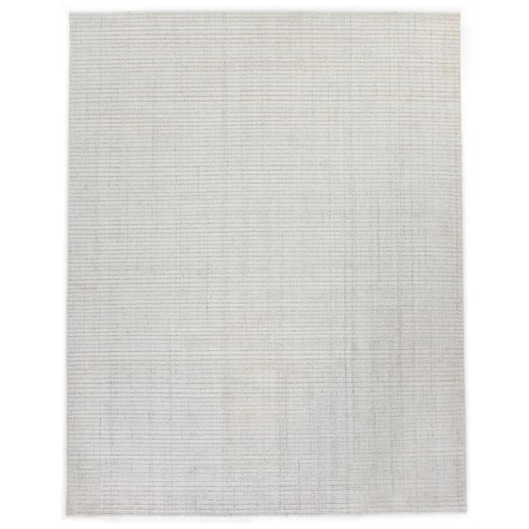Transitional Handmade Grey/Beige Wool-Viscose Blend Rug 10' x 14'