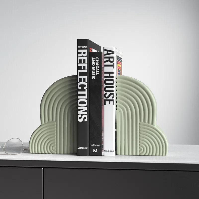 Arch Bookends - 13" x 10" Decorative Ceramic Book Holders - Book Lover Gift Idea (Set of 2)