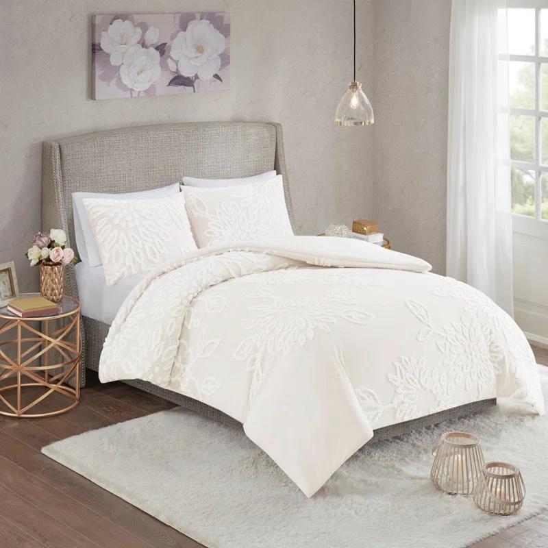 Kelly Clarkson Home Gwyneth 3 Piece Tufted Cotton Chenille Floral Duvet Cover Set