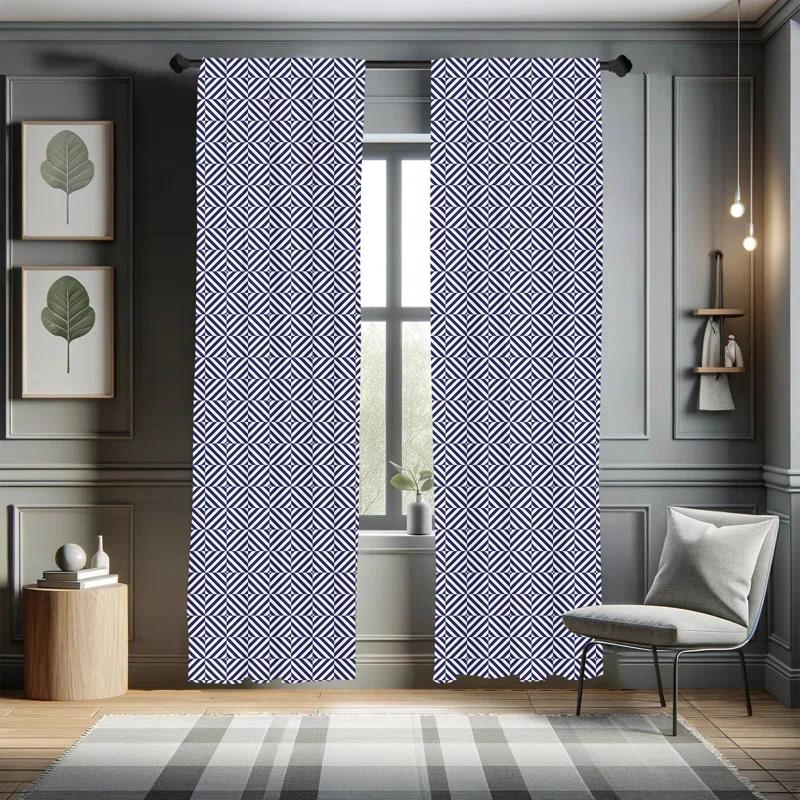 Ambesonne Geometric Semi-Sheer Rod Pocket Curtain Panels (Set of 2)