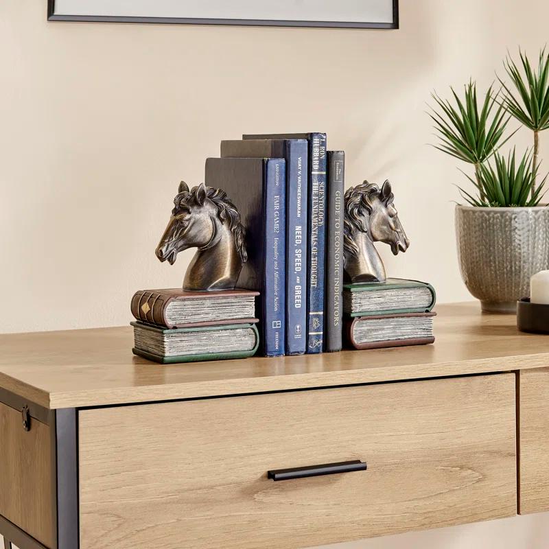 Gracie Oaks Nolley Horses on Books Non Skid Bookends (Set of 2)