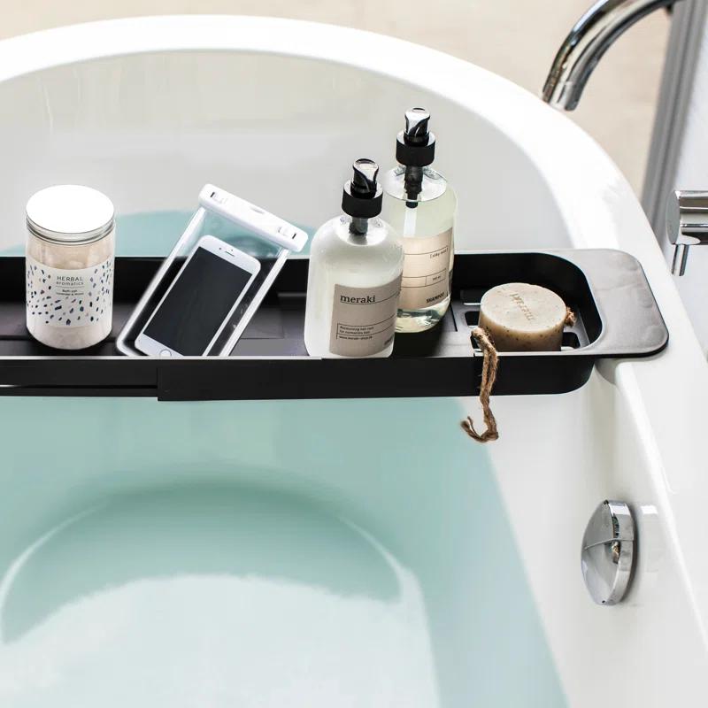 Yamazaki Home Tower Yamazaki Home Expandable Bathtub Caddy - Bathroom Tray Table Holder, 1.77" Height