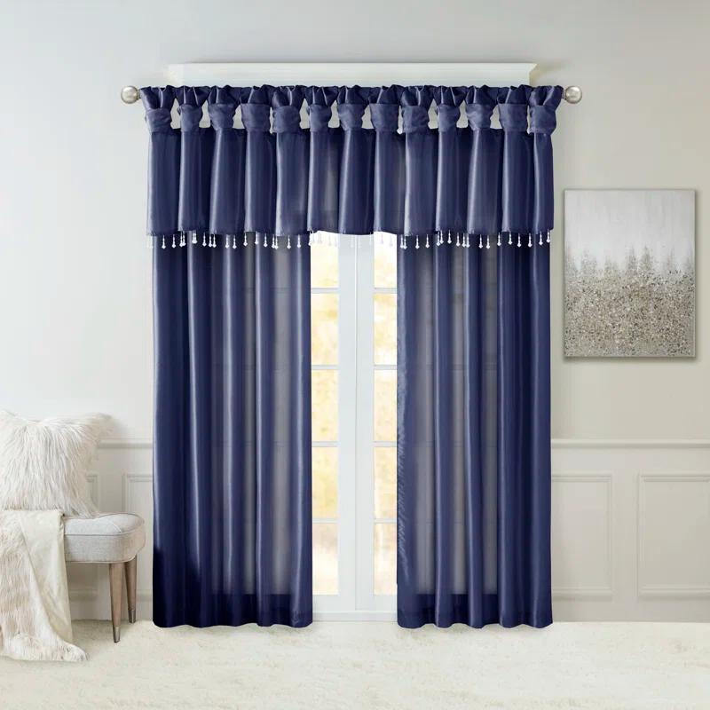 Madison Park Emilia Lightweight Faux Silk Single Valance with Beads