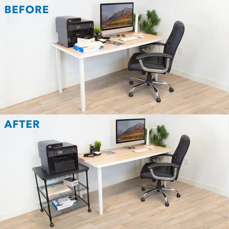 Mount-It! Printer Stand With Wheels, 3-Tier Large Printer Cart With Storage Shelves