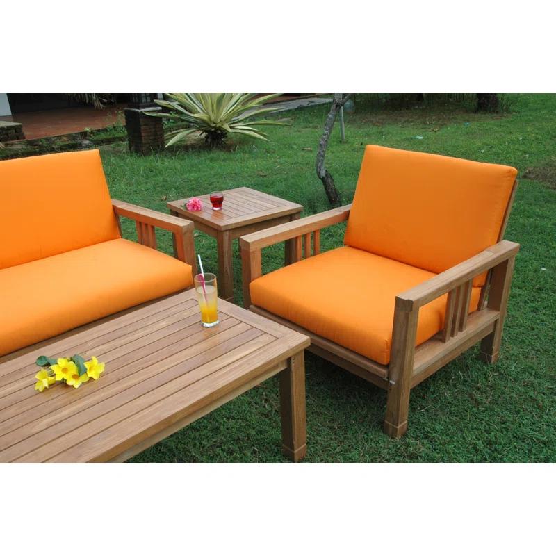 Anderson Teak South Bay Teak 5 - Person Patio Conversation Sets with Sunbrella® Cushions