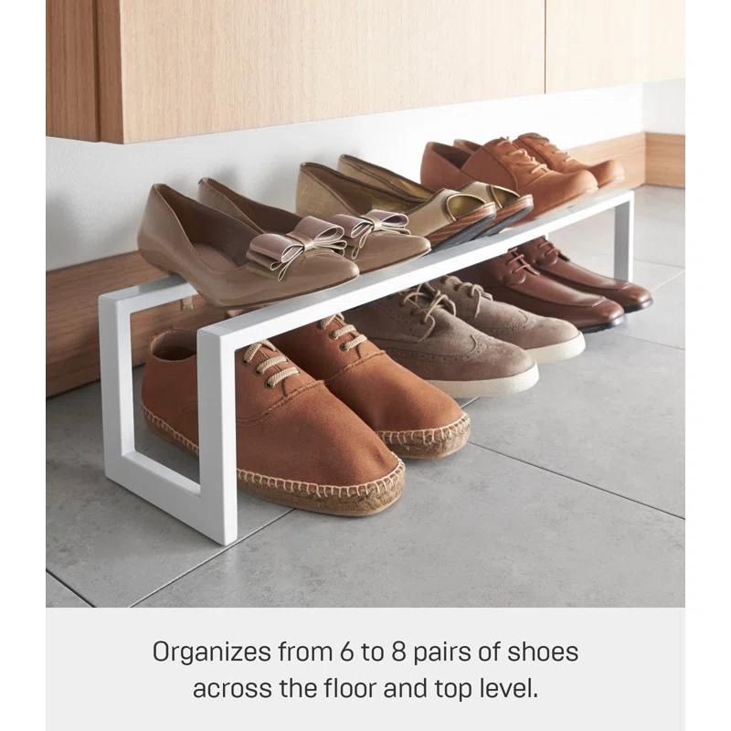 Yamazaki Home Adjustable Shoe Rack, Small, Steel,  Holds 4 to 8 shoes, Expandable, Stackable