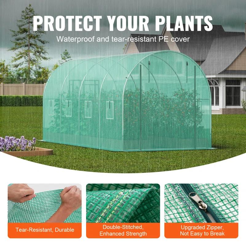 VEVOR Walk-in Tunnel Greenhouse Galvanized Frame PE Cover