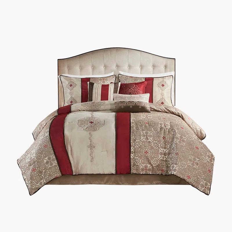 Madison Park Donovan 7 Piece Jacquard Comforter Set with Throw Pillows