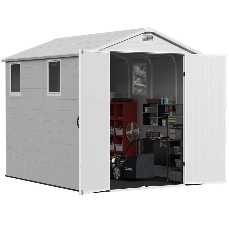 Patiowell 6 Ft. W X 8 Ft. D Resin Outdoor Storage Shed, Weather-resistant Outdoor Storage With Reinforced Design