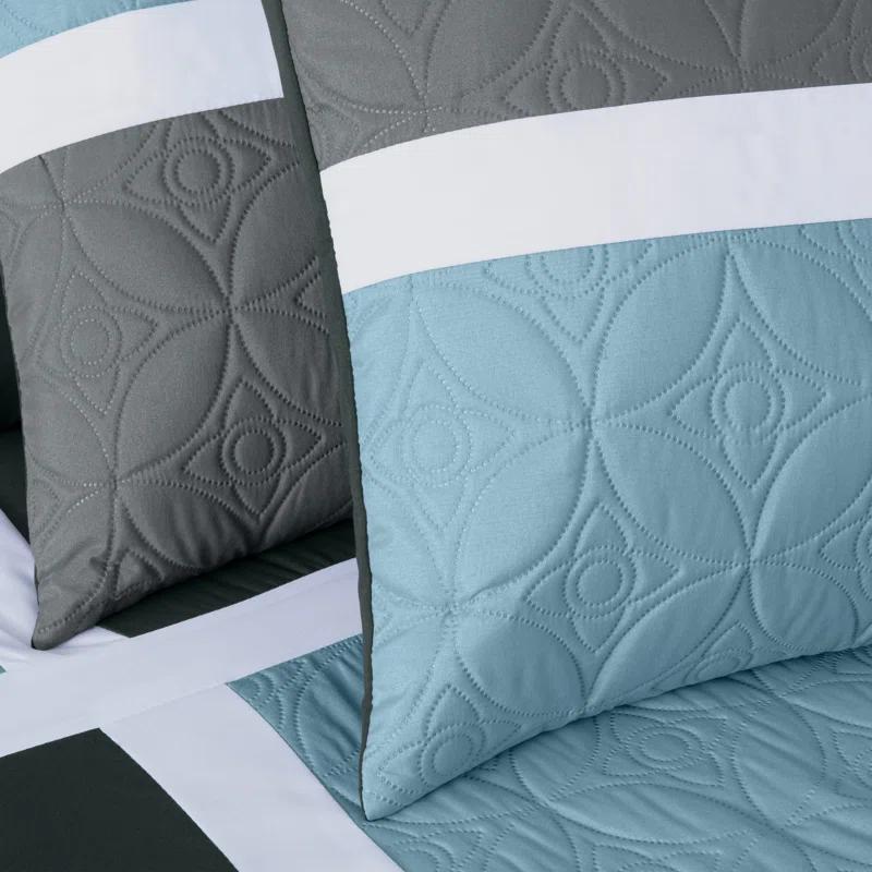 Chezmoi Collection 7-Piece Patchwork Bed in a Bag Comforter Set with Sheets