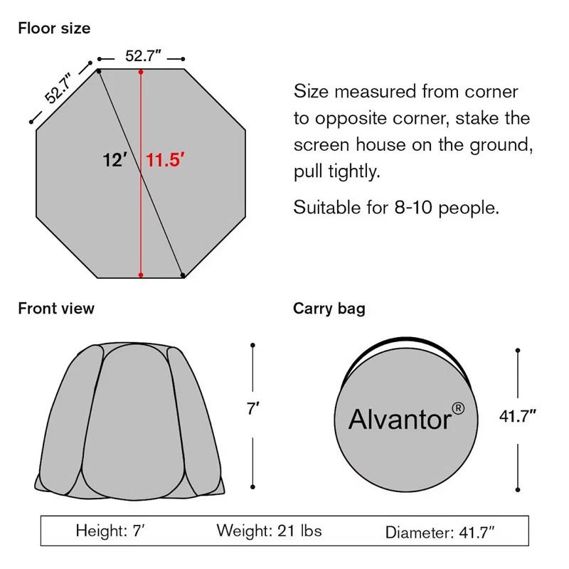 EighteenTek Fiberglass Patio Gazebo Pop Up with Screen Room Tents