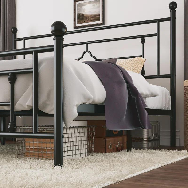 Ajayceon Metal Platform Bed Frame With Vintage-Style Headboard And Footboard