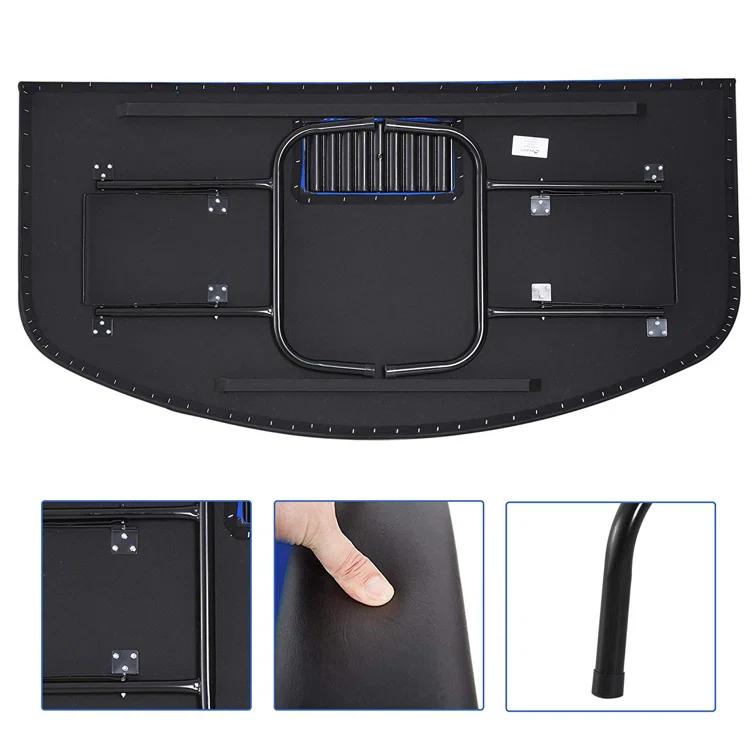 Soozier Soozier Poker Table Foldable, 72" Blackjack Table for 7 Players with Chip & Cup Holder, Blue Felt