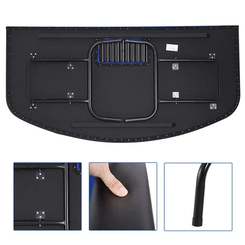 Soozier Soozier Poker Table Foldable, 72" Blackjack Table for 7 Players with Chip & Cup Holder, Blue Felt