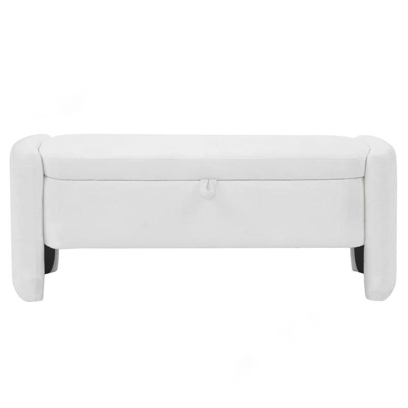 Wrought Studio™ Oval Ottoman Orange Storage Bench Chenille Fabric Bench
