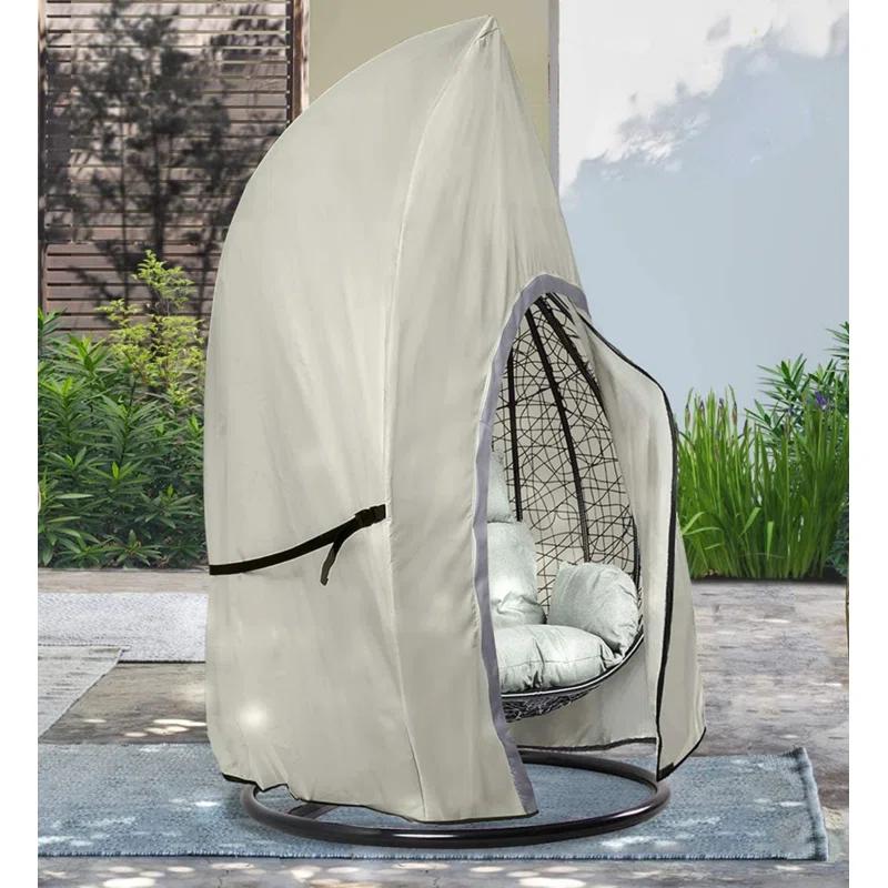Arlmont & Co. Single Seat Patio Hanging Egg Chair Cover - Waterproof Outdoor Wicker Egg Swing Chair with Stand Cover