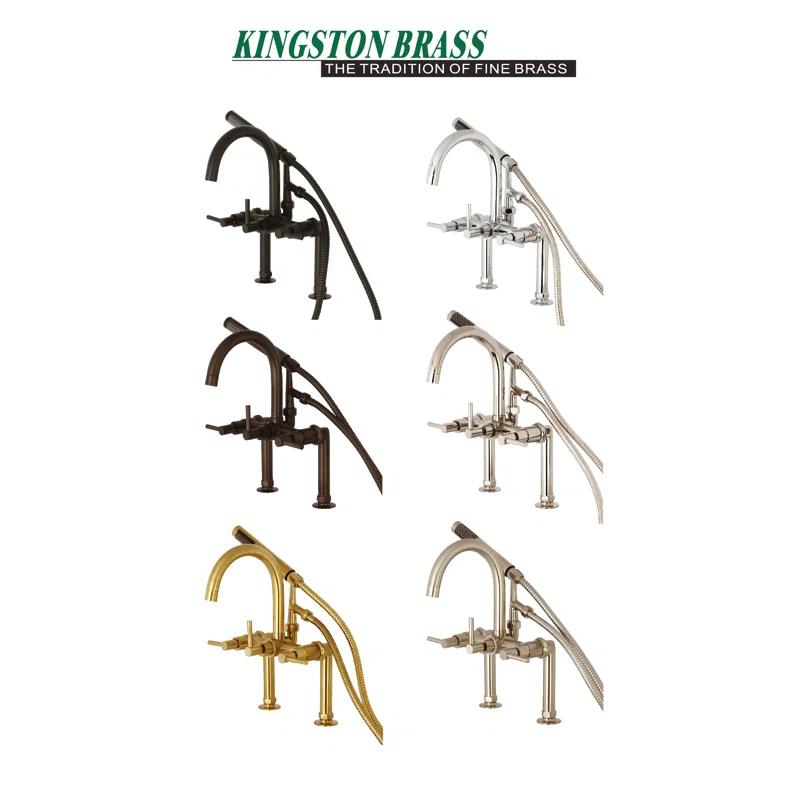 Kingston Brass Concord Three-Handle 2-Hole Deck Mount Clawfoot Tub Faucet with Hand Shower