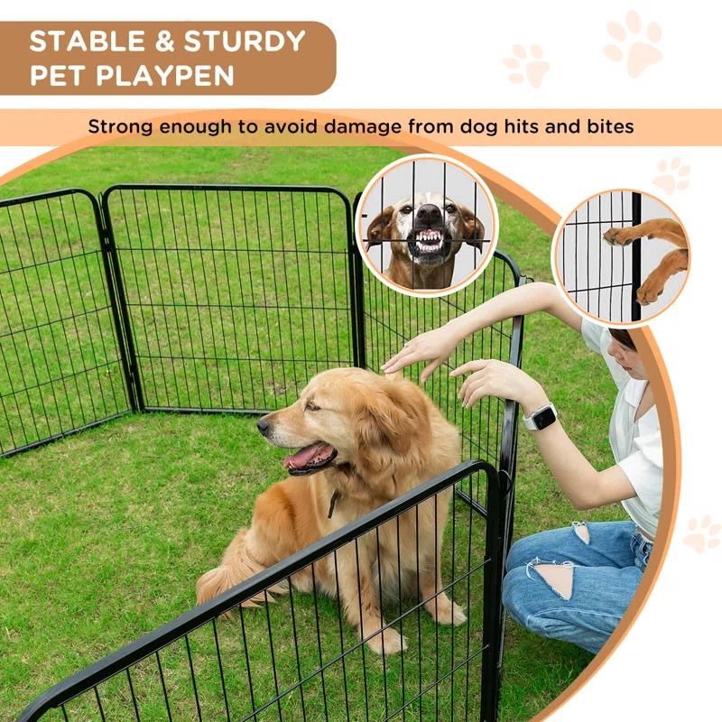 FDW Dog Playpen Indoor 12 Panels Dog Pen For Small And Medium Dogs, Exercise Pen Pet Dog Fence With Doors Pet Puppy Playpen For RV Camping Yard, Black