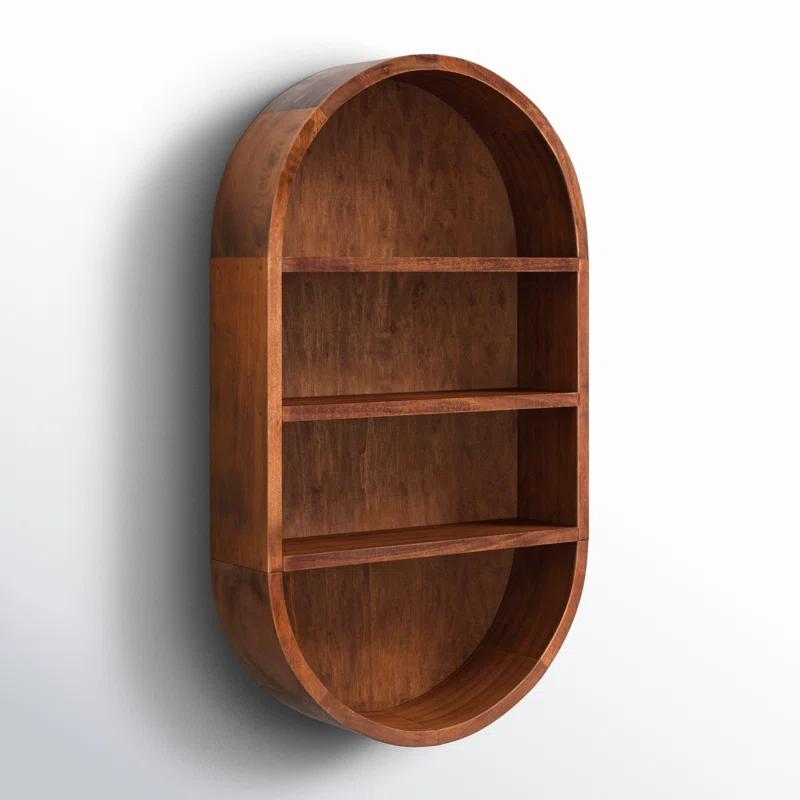 Minx Oval Solid Mango Wood Accent Wall Shelf