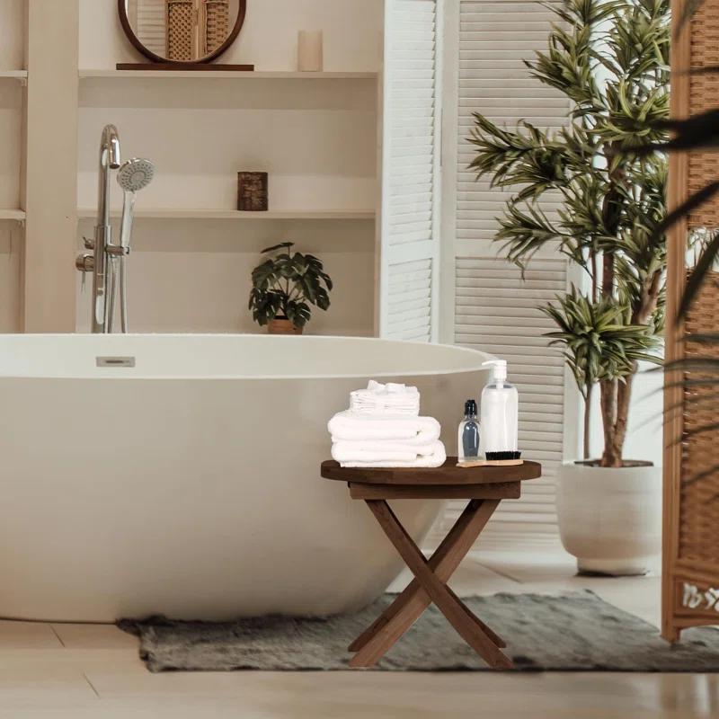 RRI Goods RRI Goods Teak Wood Folding Round Coffee Table, Teak Oil Finish for Camping & Outdoor Entertaining, Ideal Table for Backyard, Porch, Balcony (20"D x 20"W x 18"H)