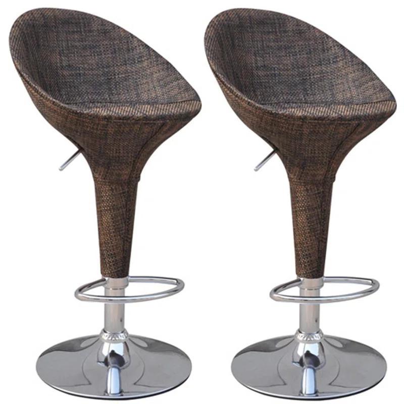 Orren Ellis Galeton Swivel Upholstered Adjustable Height Counter Stool with Metal Frame (Set of 2)