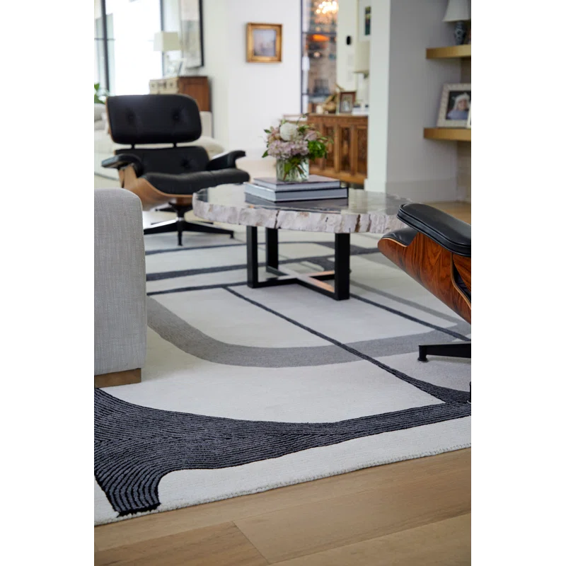 Nobu Architectural Mid-Century Modern Area Rug