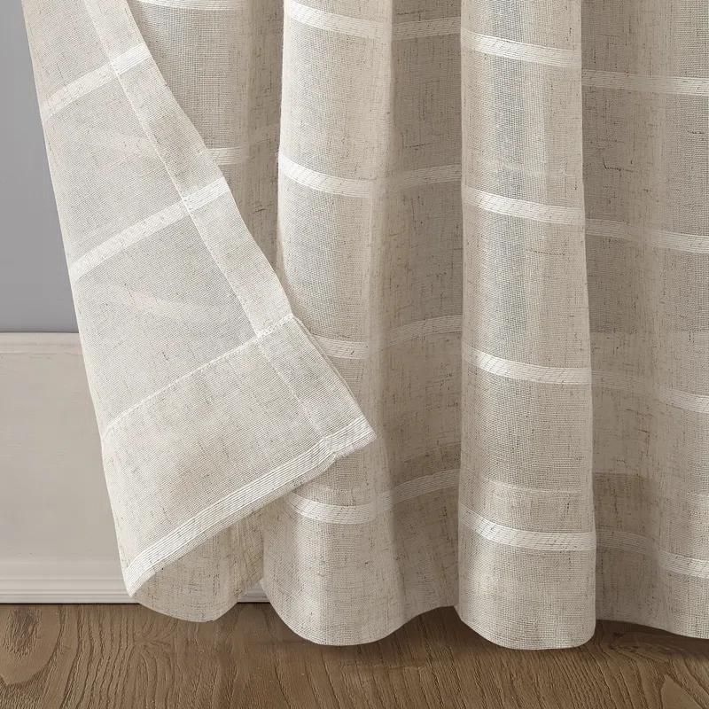 Clean Window Aso Twill Stripe Anti-Dust Linen Blend Sheer Curtain Panel