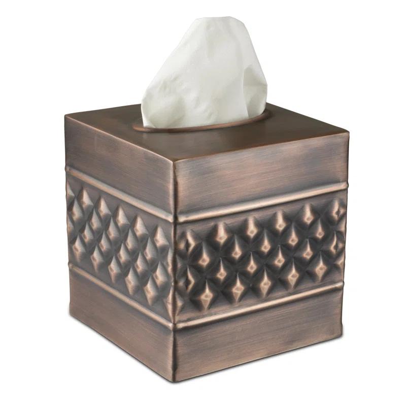Monarch Abode Geometric Embossed Metal Tissue Box Cover