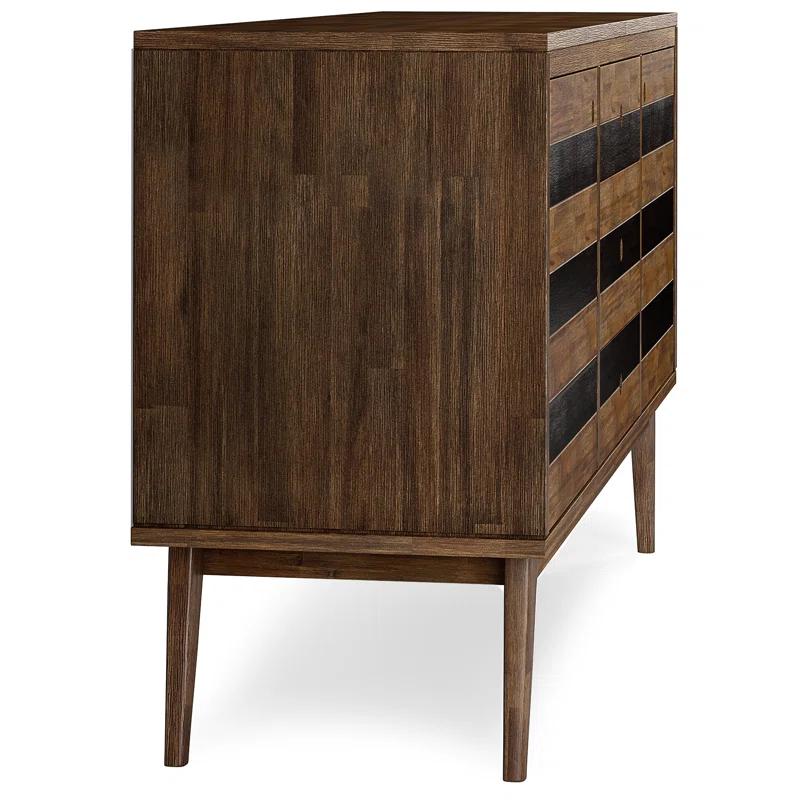 Simpli Home Clarkson 60"W Solid Acacia Mid-Century 2-Door Sideboard Buffet with 3 Drawers