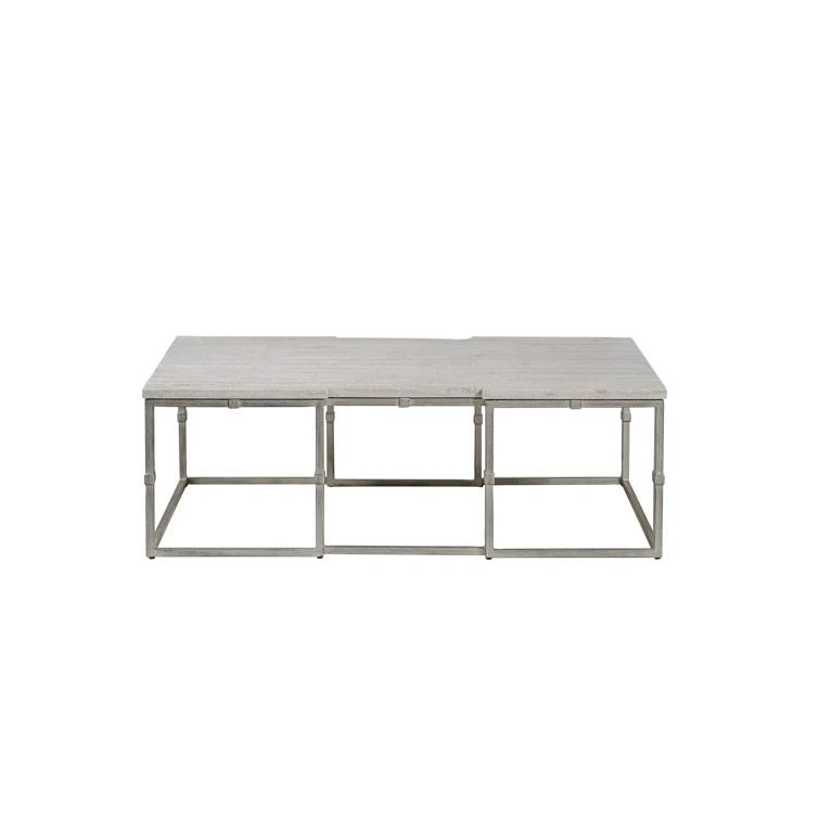Gray Rectangular Wood and Metal Coffee Table
